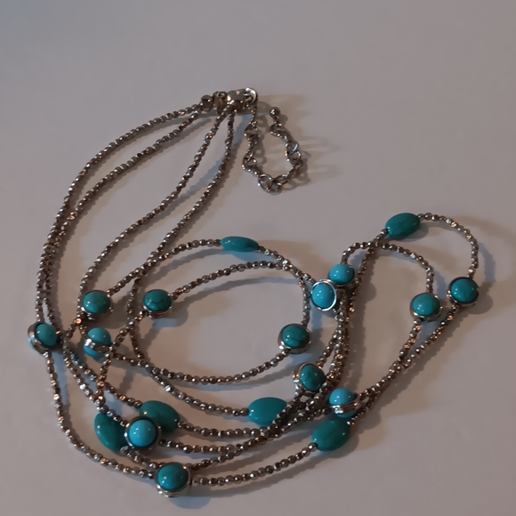 Chico's Multi-strand Necklaces Silver & Turquoise Stone - Picture 3 of 6